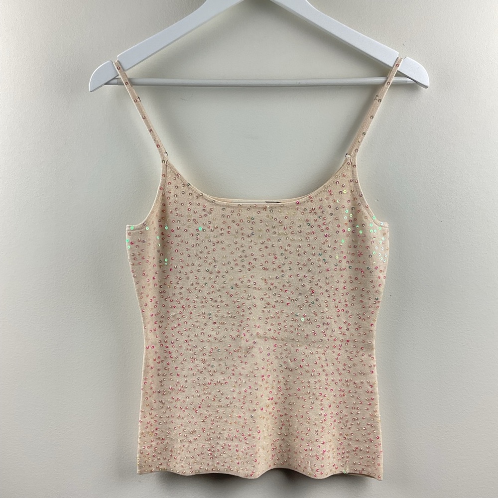 Classiques Entier Light Pink Sequined Silk Blend Camisole Size Medium